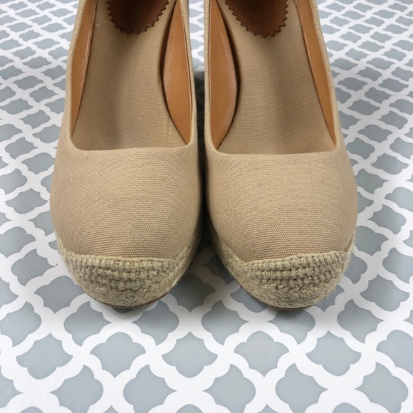 J. Crew Espadrilles Wedge Heel Canvas Tan sz 8 - Picture 2 of 5